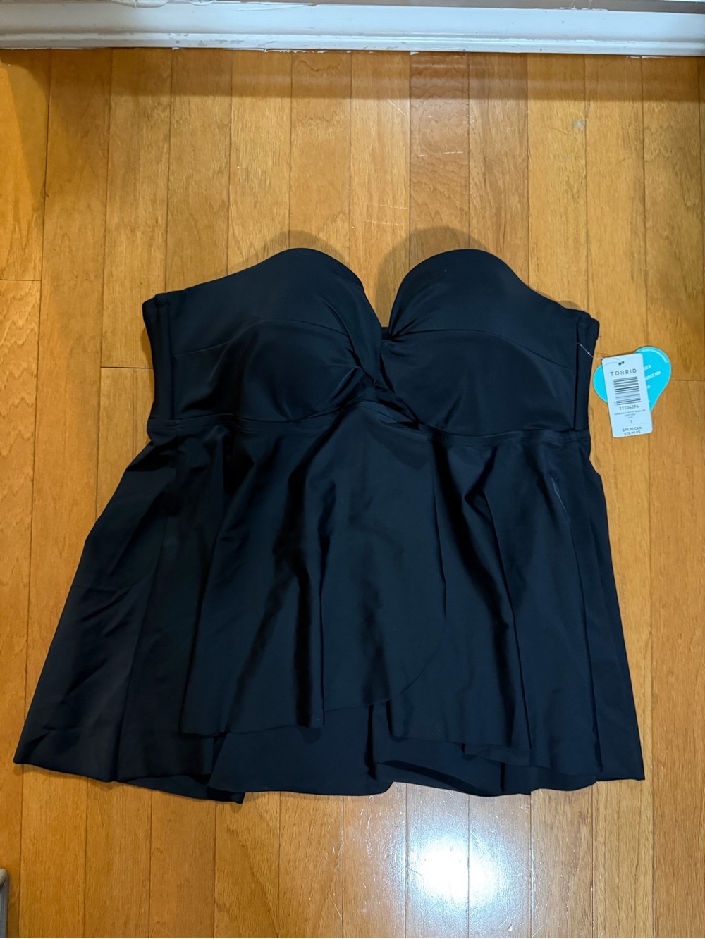 Torrid Black Strapless Swim Top with Built-In Cups